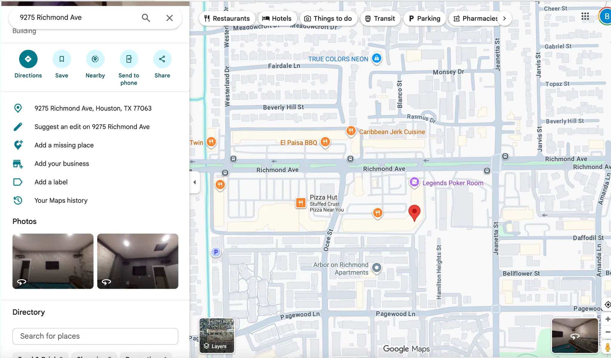 Google Maps street-level context, Richmond Ave / Ocee St