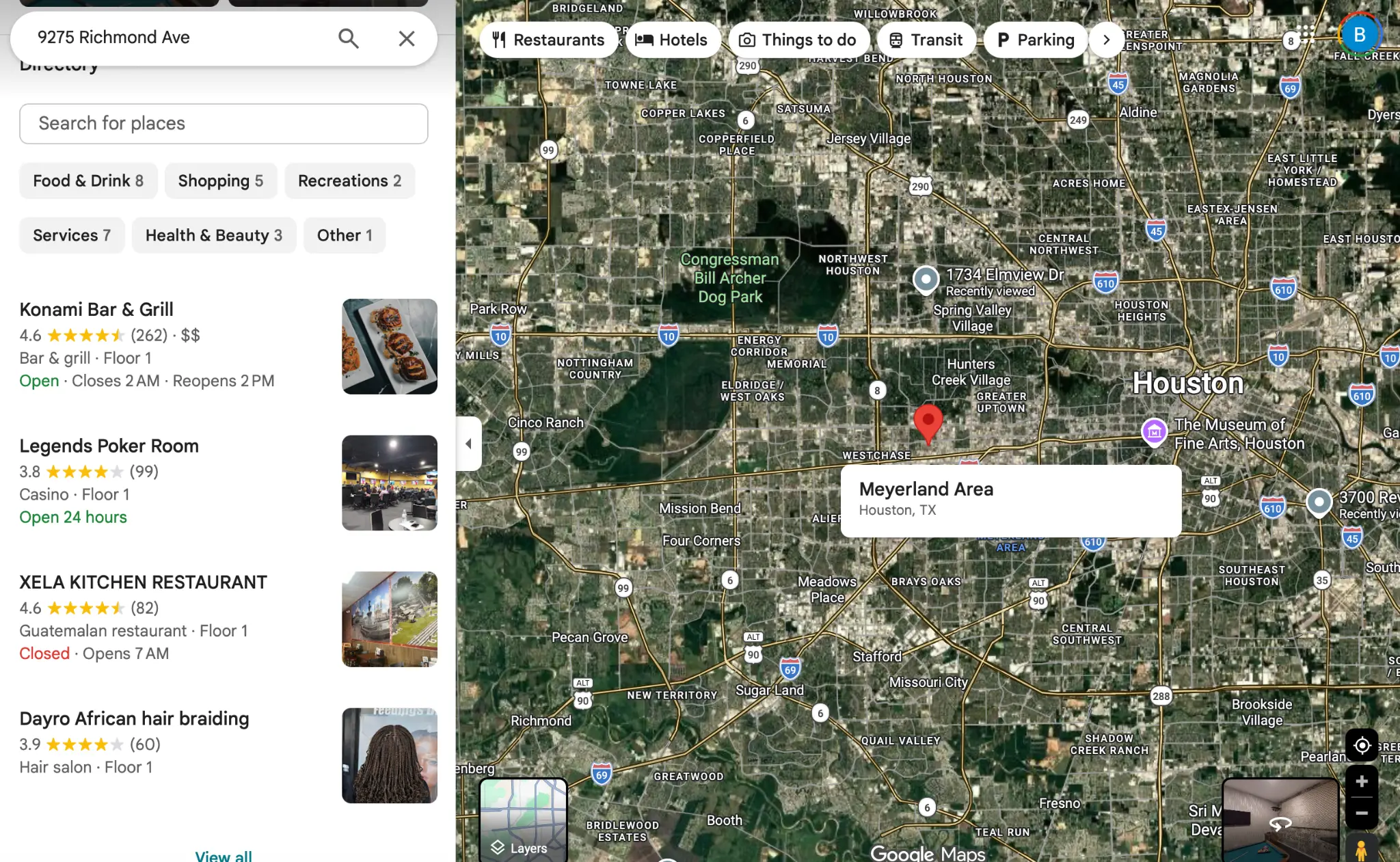 Aerial satellite context, Inner Southwest Houston